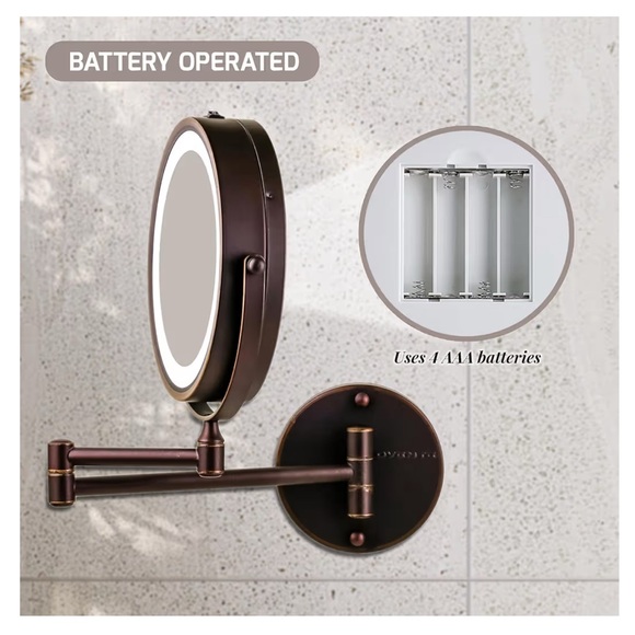 Bronze Wall-Mounted Makeup Mirror with LED Light - Picture 12 of 12